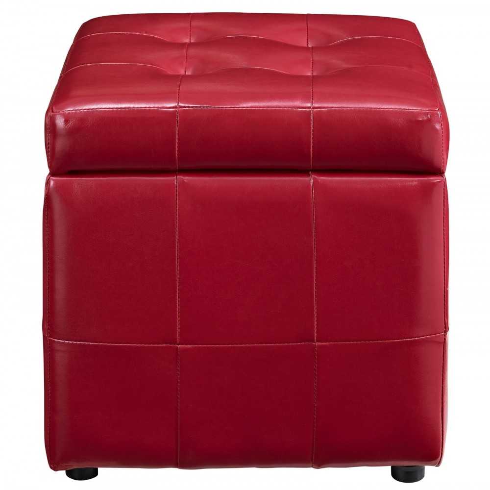 Volt Storage Upholstered Vinyl Ottoman, Red