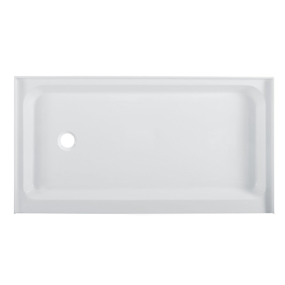 Voltaire 60 x 34 Acrylic White, Single-Threshold, Left Side Drain, Shower Base