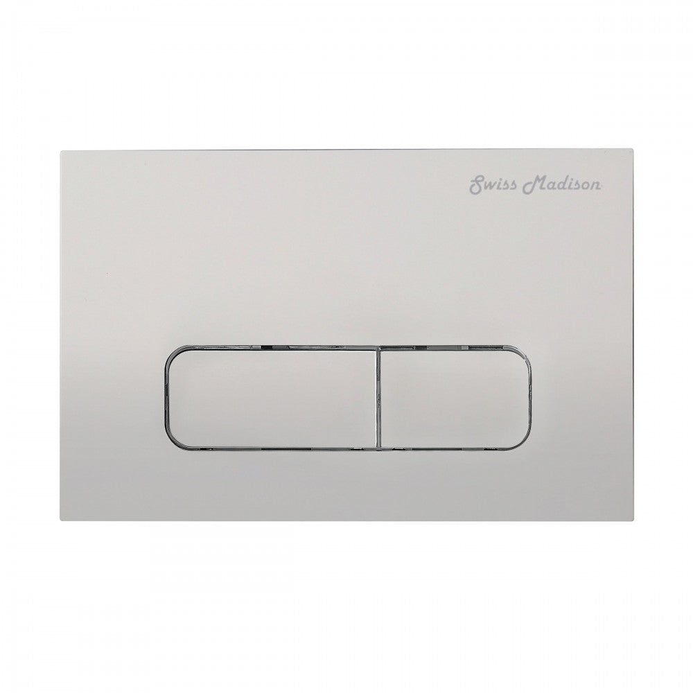 Wall Mount Dual Flush Actuator Plate with Rectangle Push Buttons in Matte Chrome