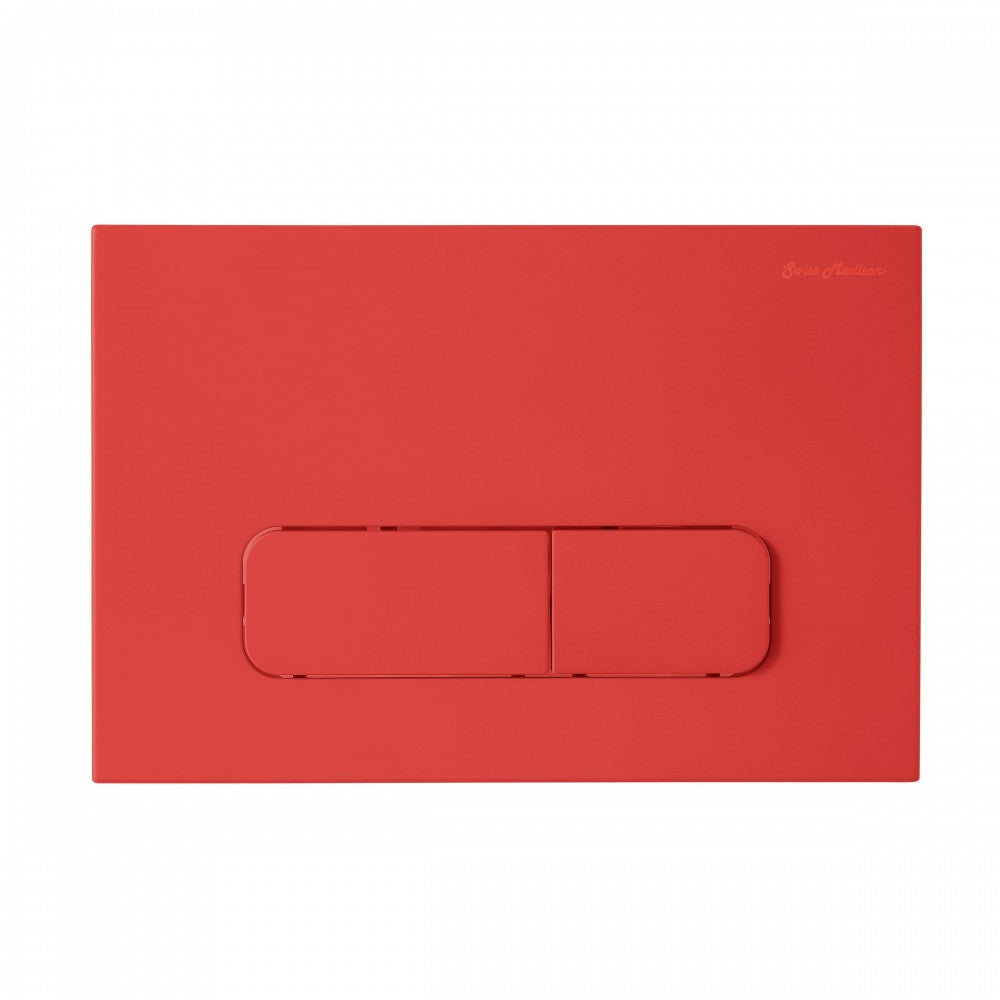 Wall Mount Dual Flush Actuator Plate with Rectangle Push Buttons in Matte Red