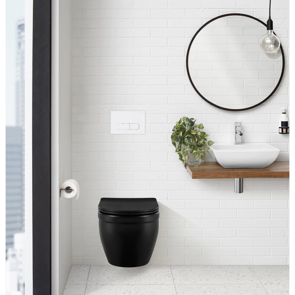 Wall Mount Dual Flush Actuator Plate with Rectangle Push Buttons in Matte White
