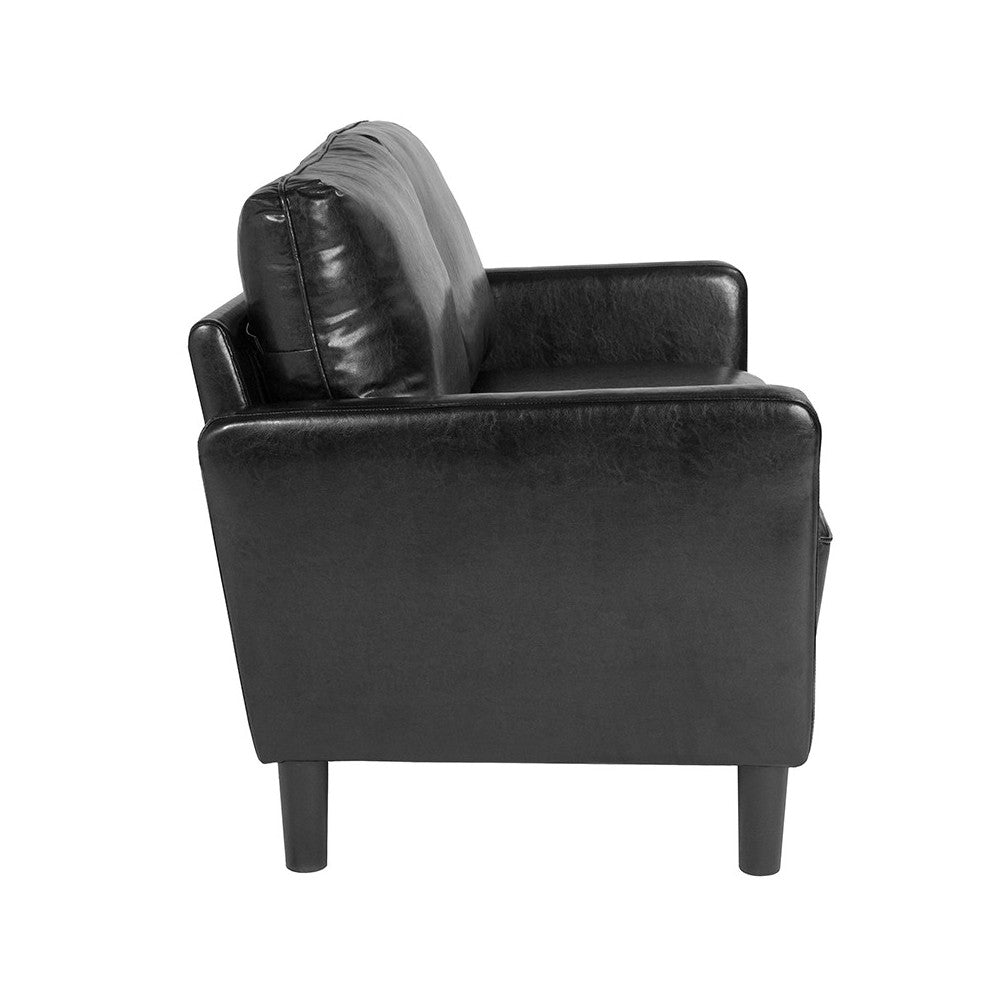 Washington Park Upholstered Loveseat in Black LeatherSoft
