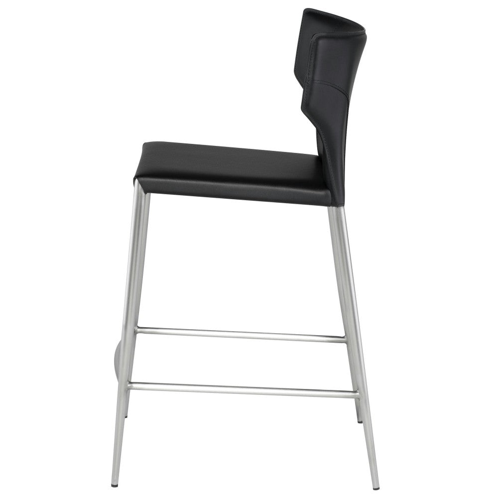 Wayne Black Leather Counter Stool, HGND145