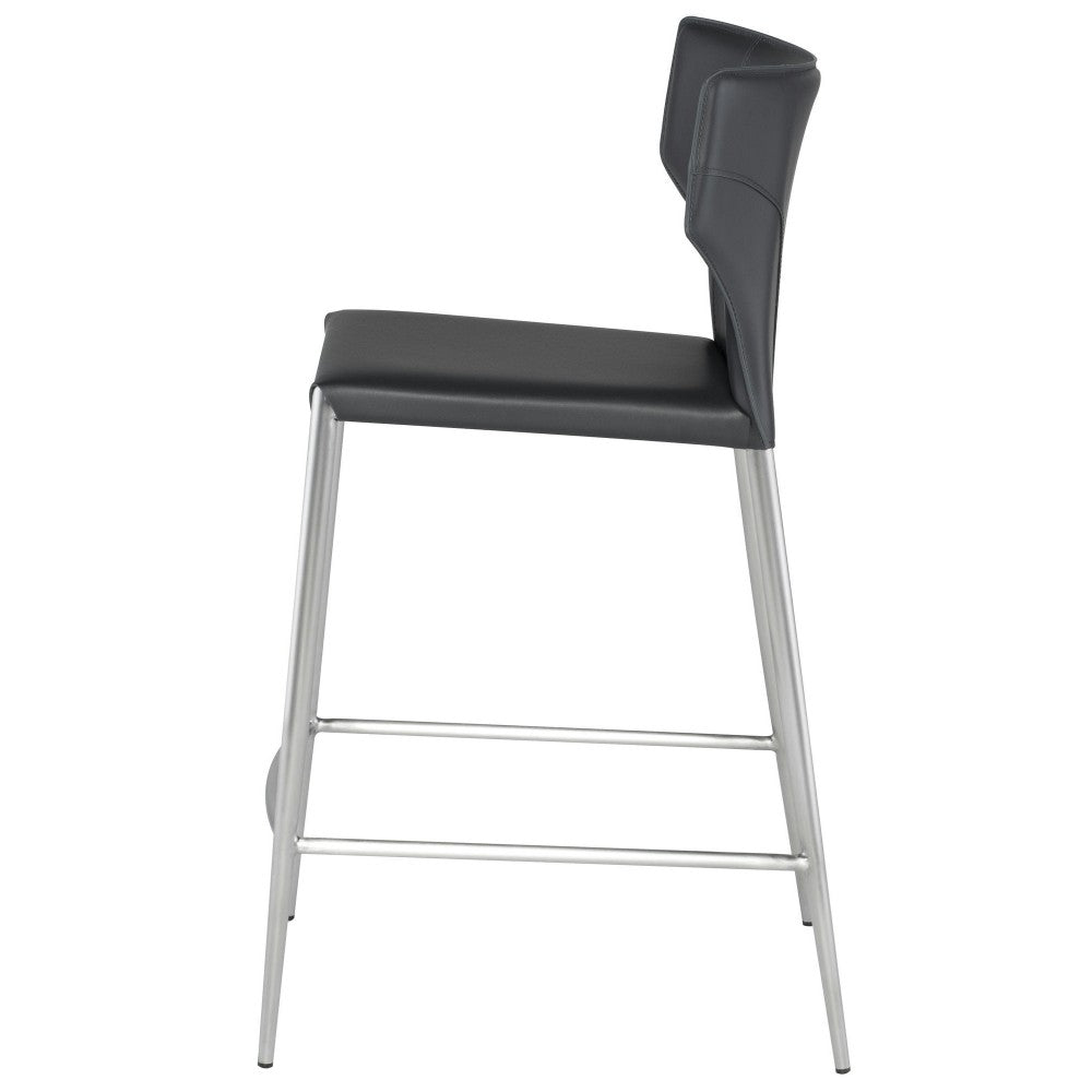 Wayne Dark Gray Leather Counter Stool, HGND147