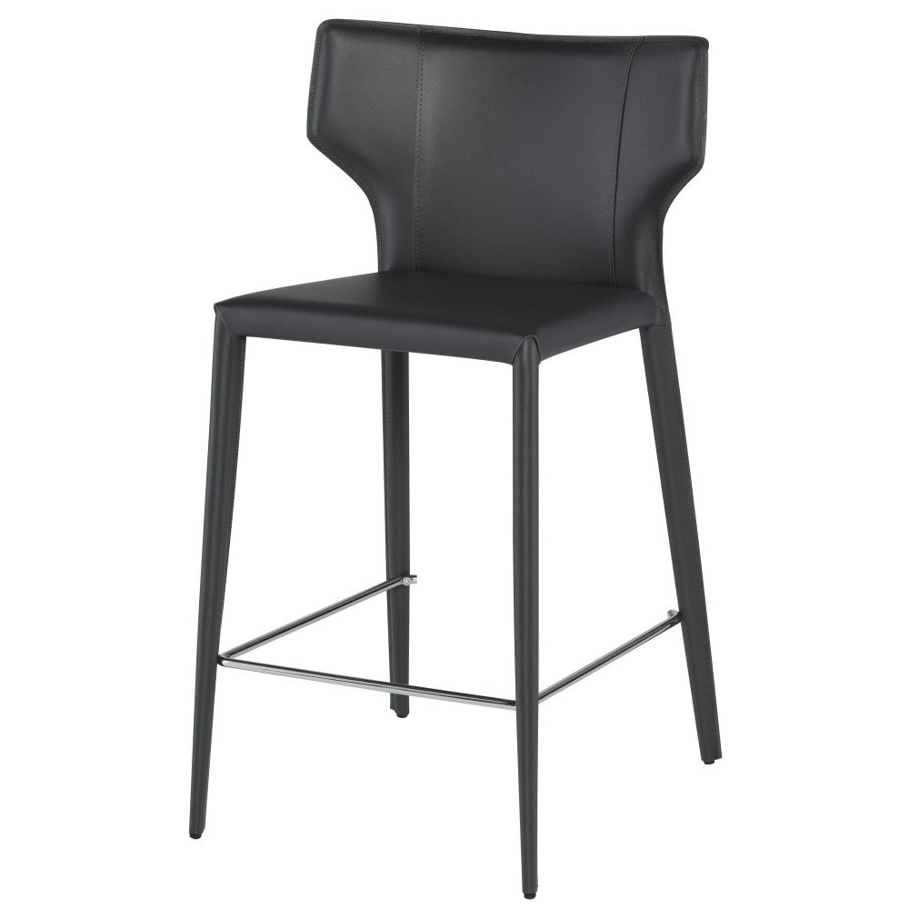 Wayne Dark Gray Leather Counter Stool, HGND157