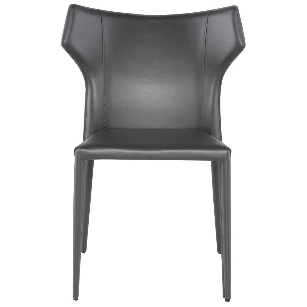 Wayne Dark Gray Leather Dining Chair, HGND132
