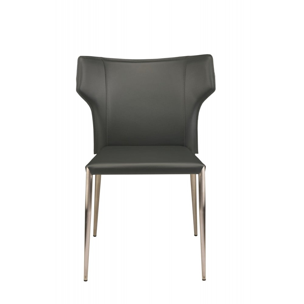 Wayne Dark Gray Leather Dining Chair, HGND137
