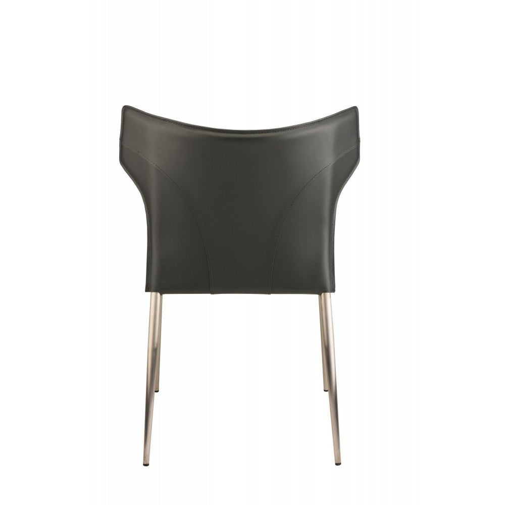 Wayne Dark Gray Leather Dining Chair, HGND137