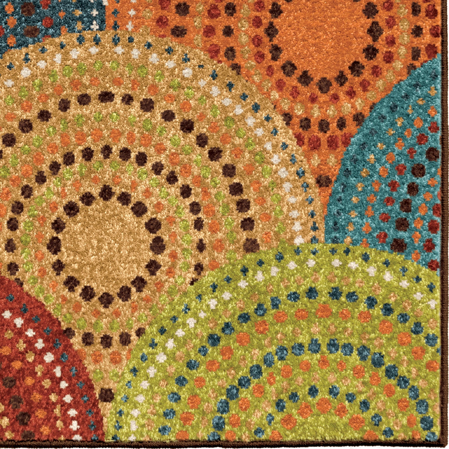 Orian Courtyard Bright Dotted Circles Multi 22"X60"