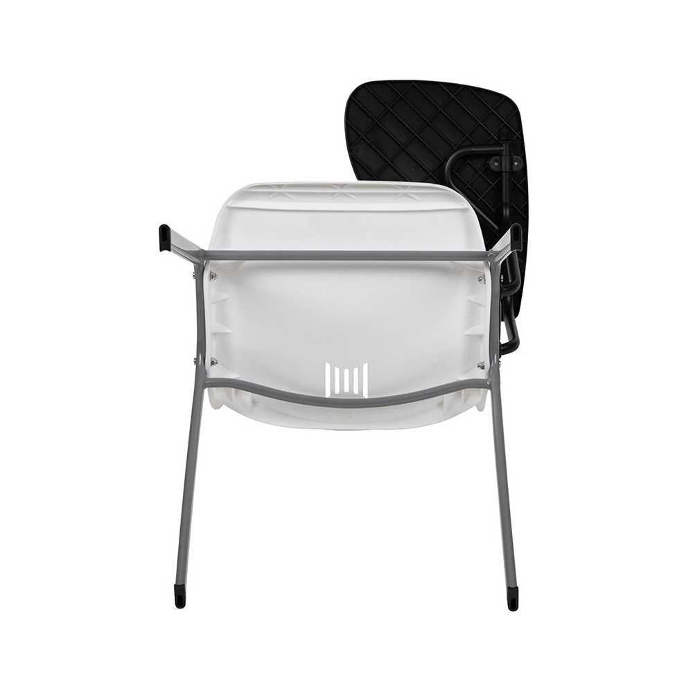 White Ergonomic Shell Chair with Left Handed Flip-Up Tablet Arm