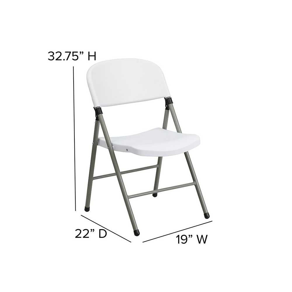 White Plastic Folding Chairs | Set of 2 Lightweight Folding Chairs with Gray Frame
