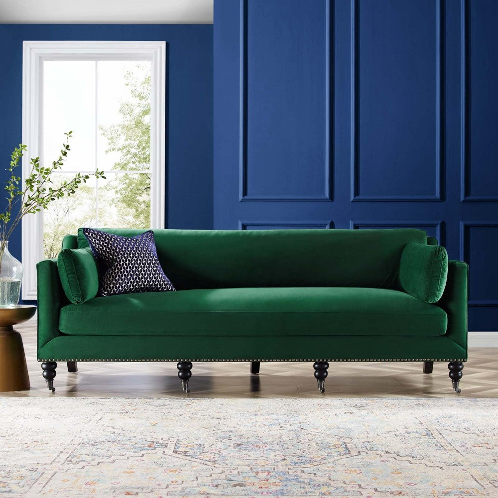 Windsor Performance Velvet Sofa, Green