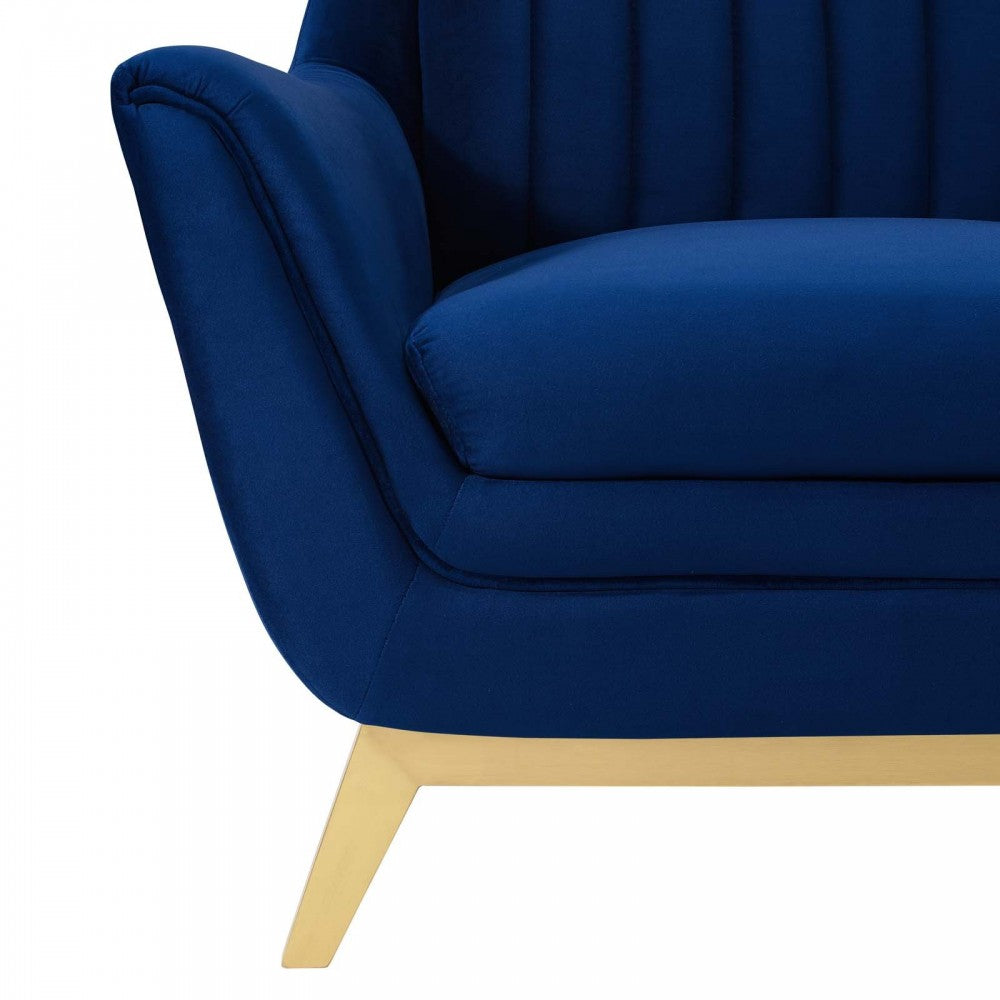 Winsome Channel Tufted Performance Velvet Armchair, Navy