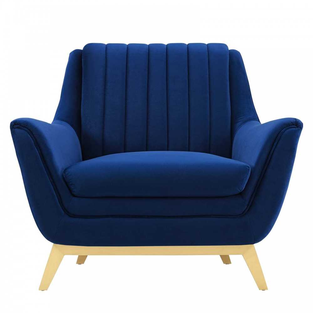 Winsome Channel Tufted Performance Velvet Armchair, Navy