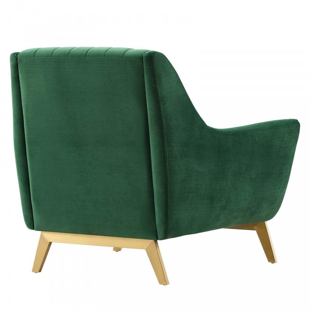 Winsome Channel Tufted Performance Velvet Armchair, Emerald