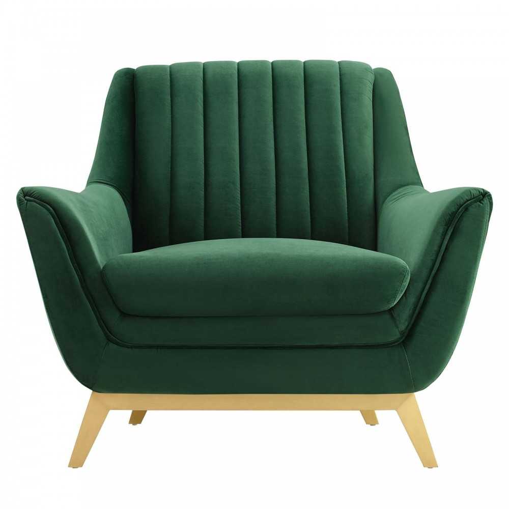 Winsome Channel Tufted Performance Velvet Armchair, Emerald