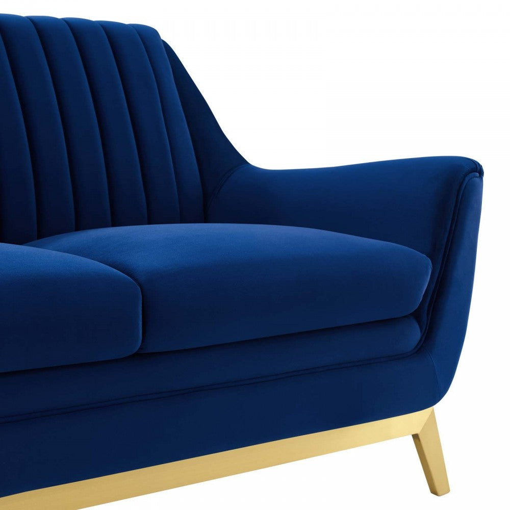 Winsome Channel Tufted Performance Velvet Loveseat, Navy