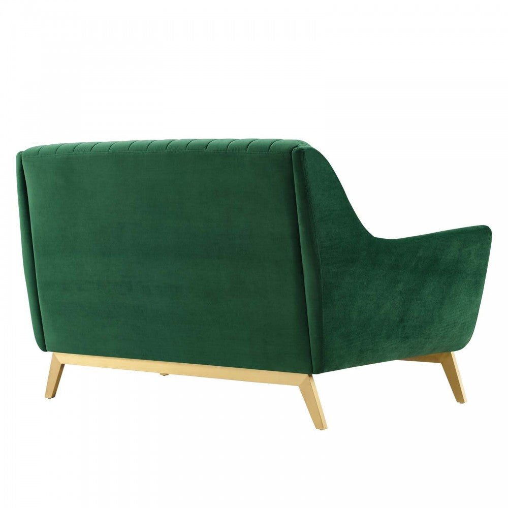 Winsome Channel Tufted Performance Velvet Loveseat, Emerald