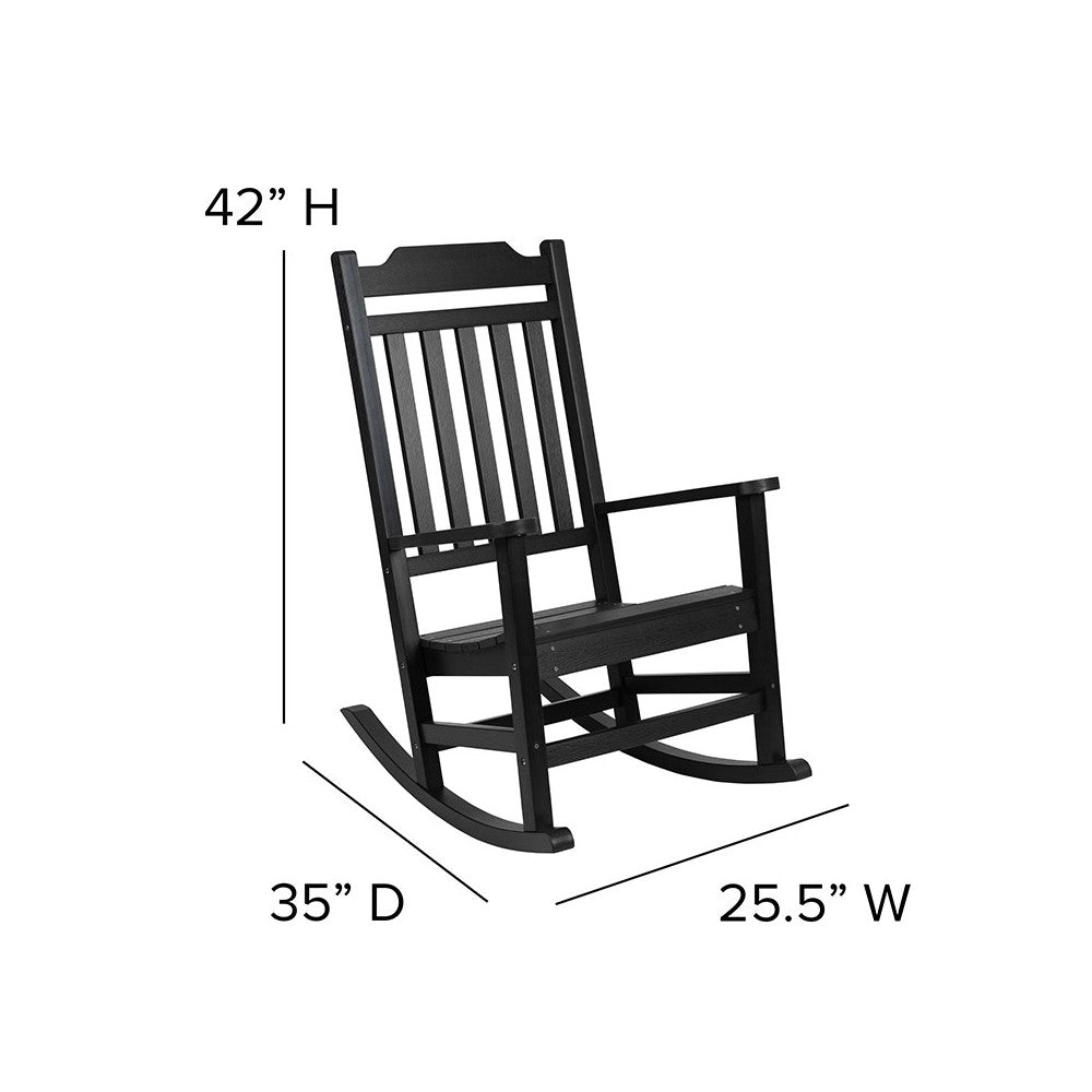 Winston All-Weather Rocking Chair in Black Faux Wood