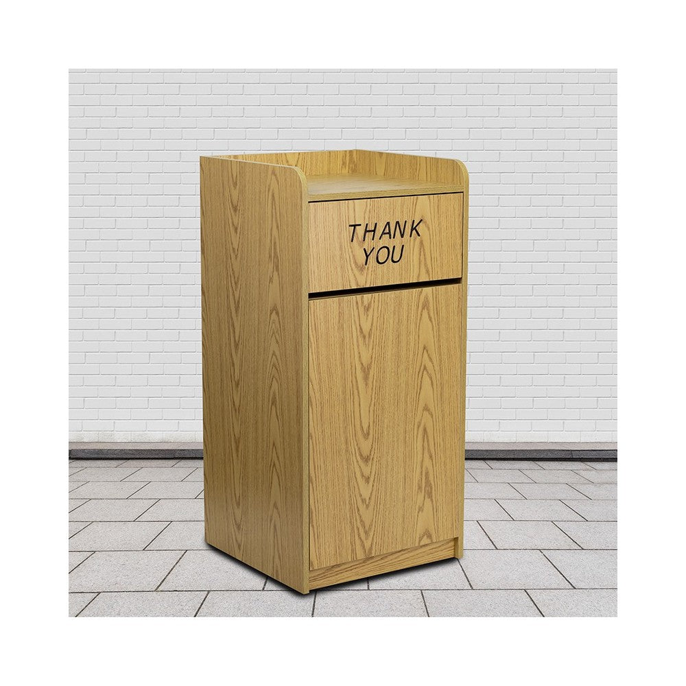 Wood Tray Top Receptacle in Oak
