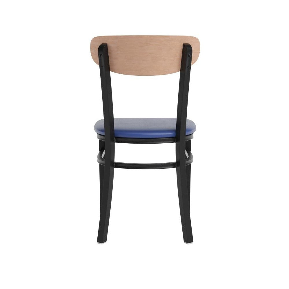 Wright Commercial Blue Vinyl/Wood Back Dining Chair