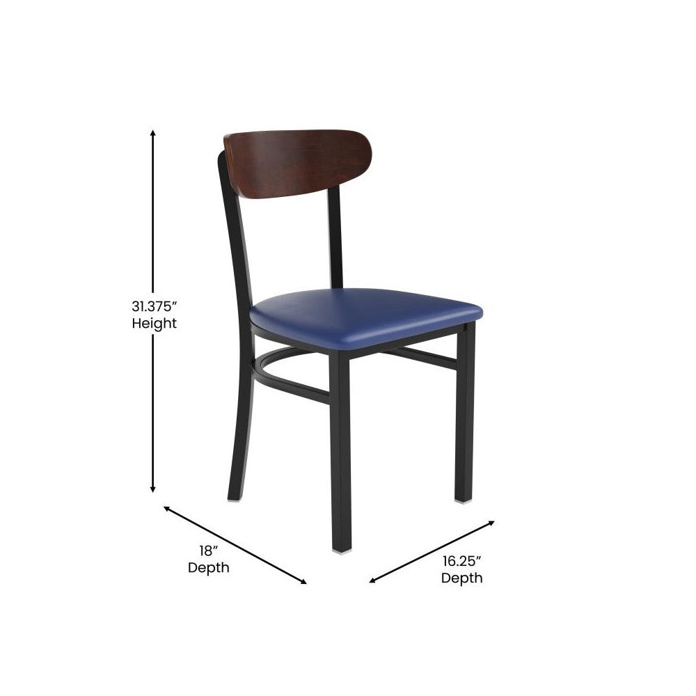 Wright Commercial Dining Chair Blue Vinyl/Wood Back