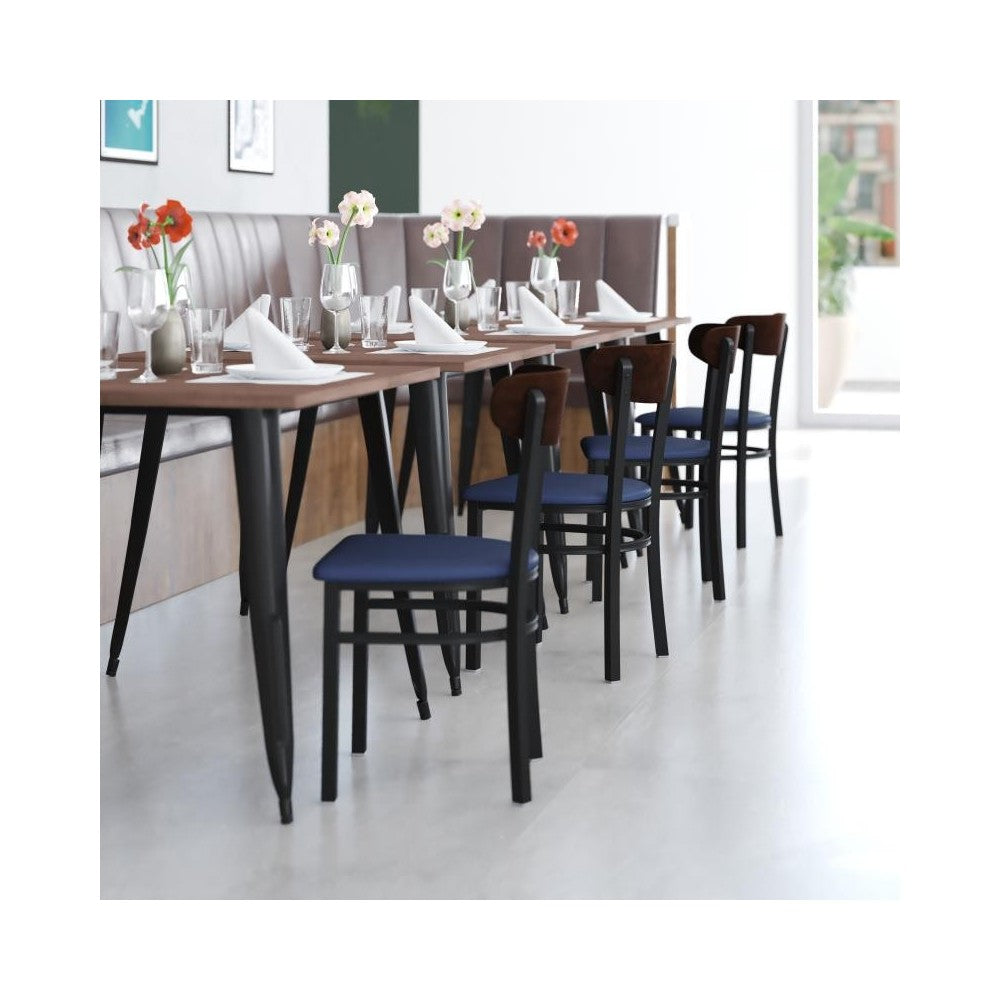 Wright Commercial Dining Chair Blue Vinyl/Wood Back