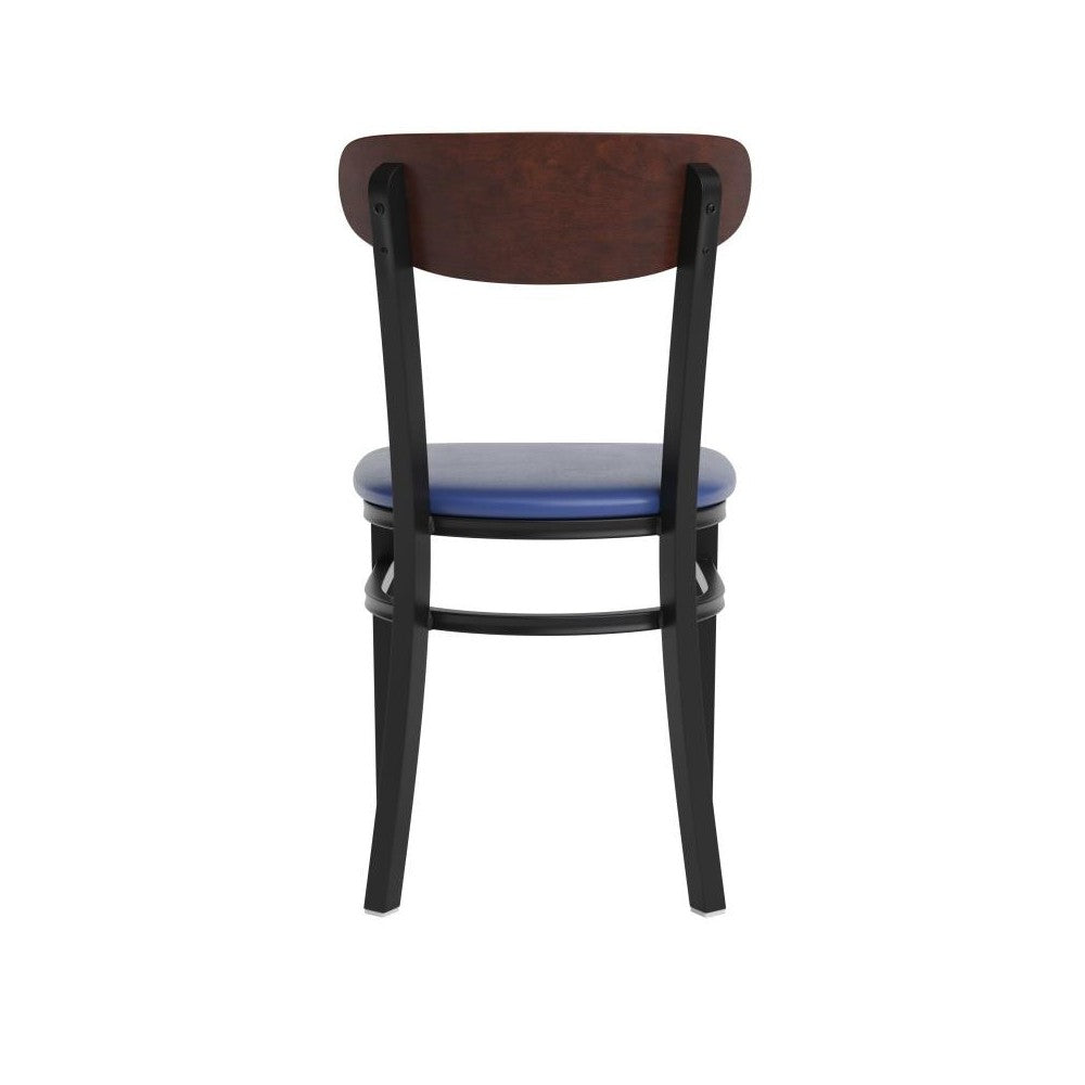 Wright Commercial Dining Chair Blue Vinyl/Wood Back