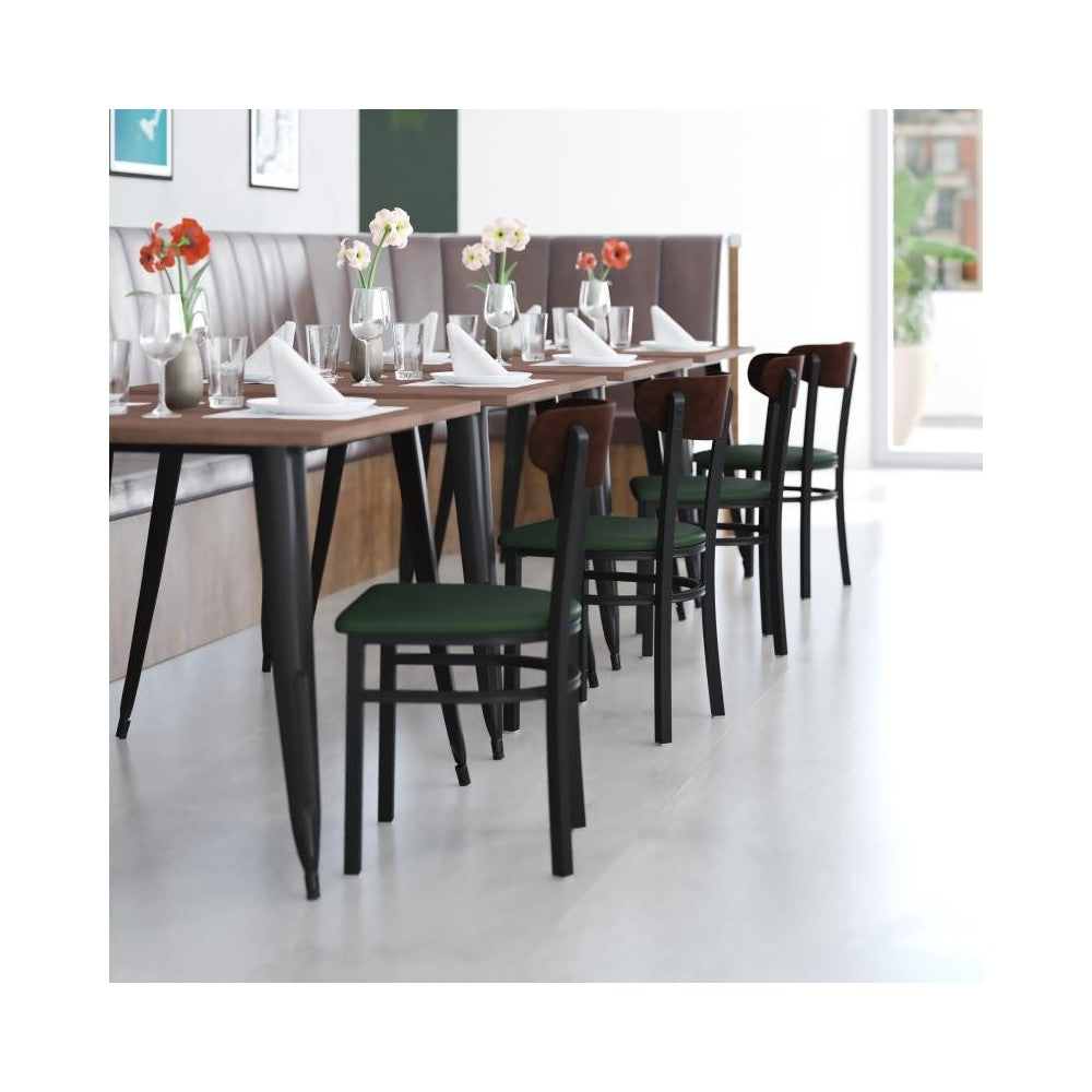 Wright Commercial Green Vinyl/Wood Back Dining Chair