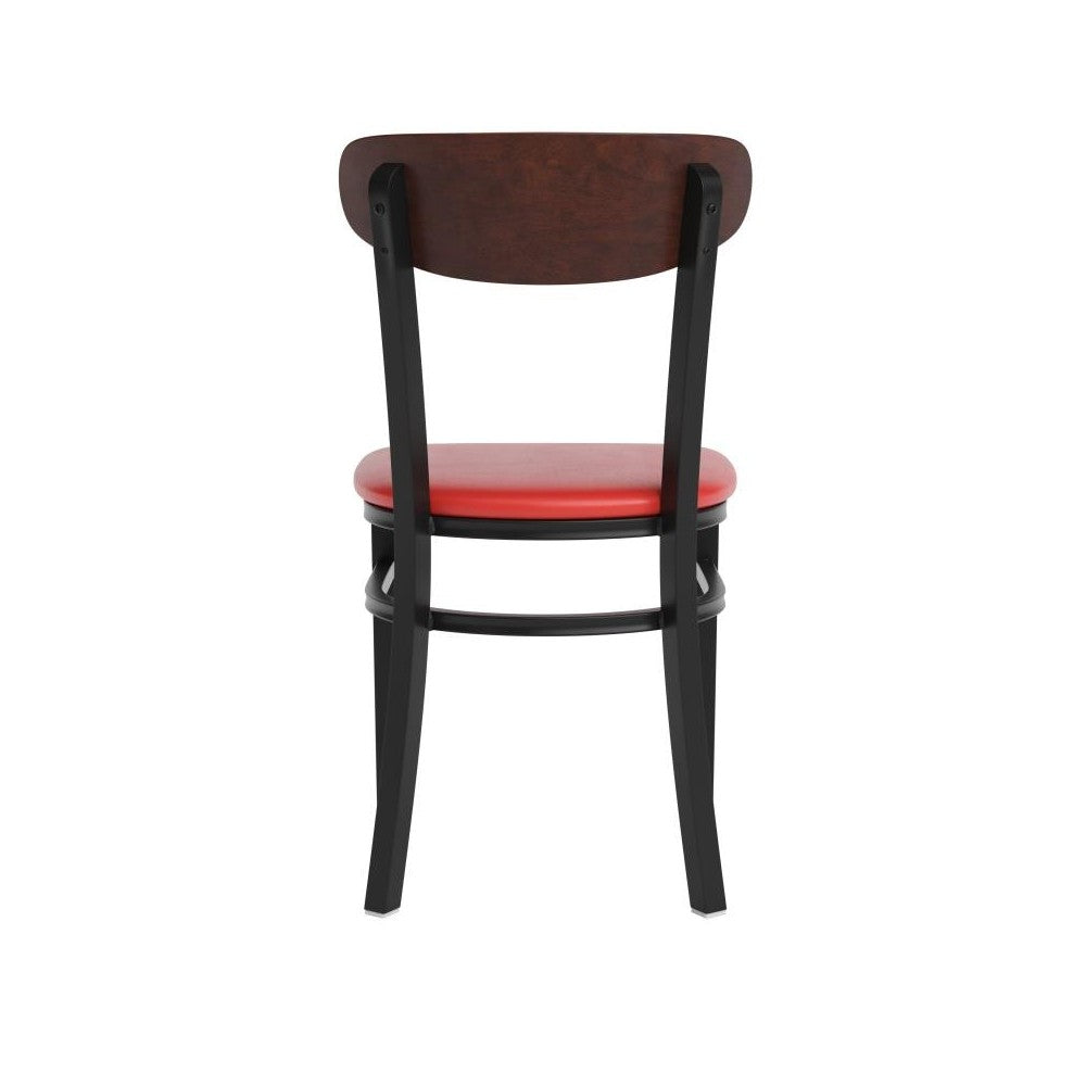 Wright Commercial Red Vinyl/Wood Back Dining Chair