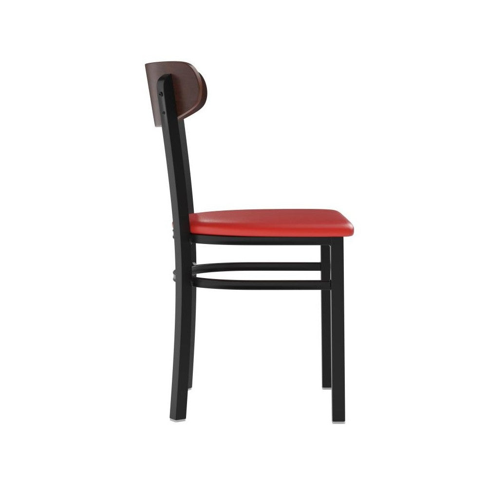 Wright Commercial Red Vinyl/Wood Back Dining Chair