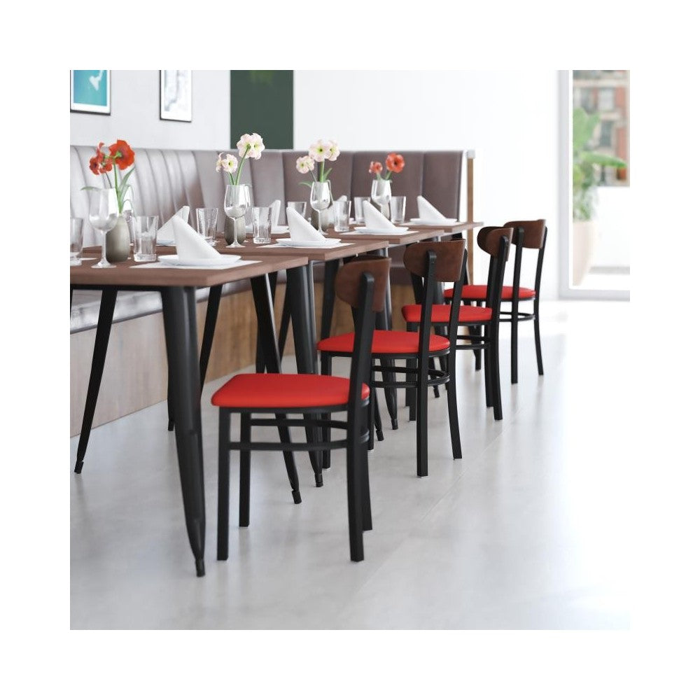 Wright Commercial Red Vinyl/Wood Back Dining Chair