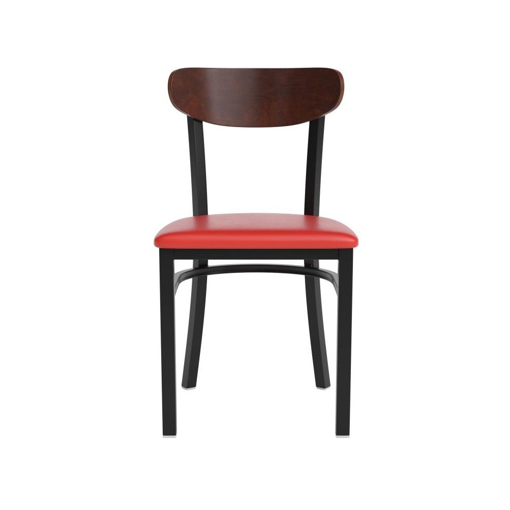 Wright Commercial Red Vinyl/Wood Back Dining Chair