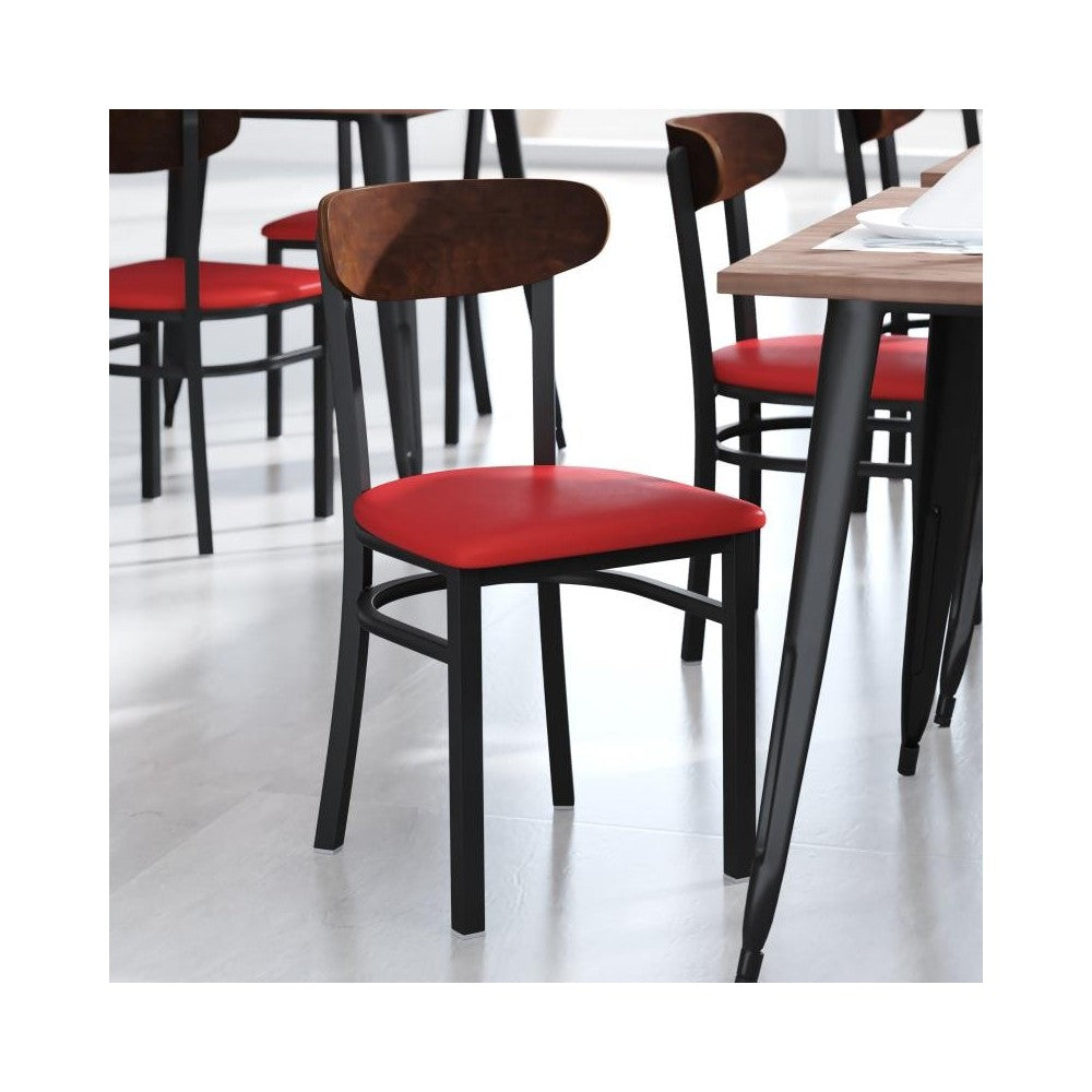 Wright Commercial Red Vinyl/Wood Back Dining Chair