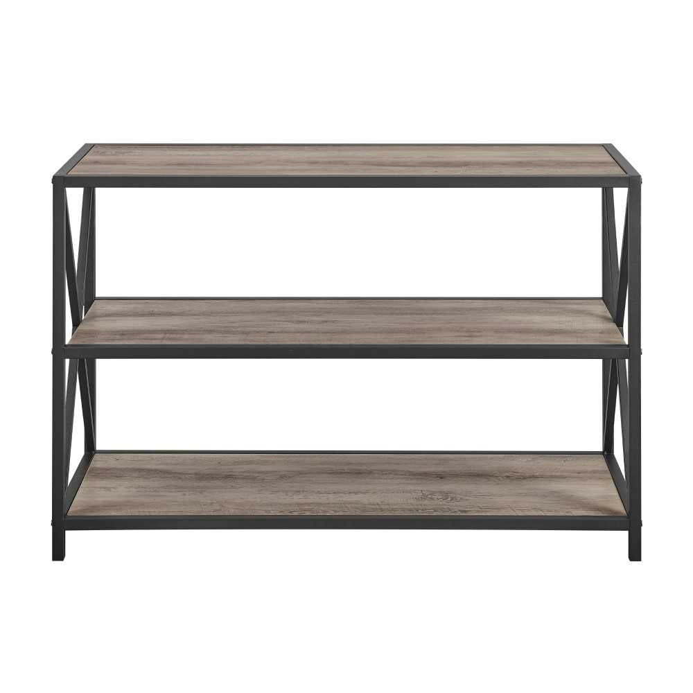 X Frame 40" Industrial Wood Bookshelf - Gray Wash