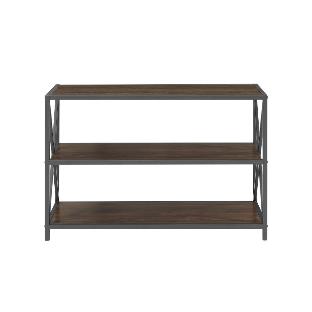 X Frame 40" Industrial Wood Bookshelf - Dark Walnut