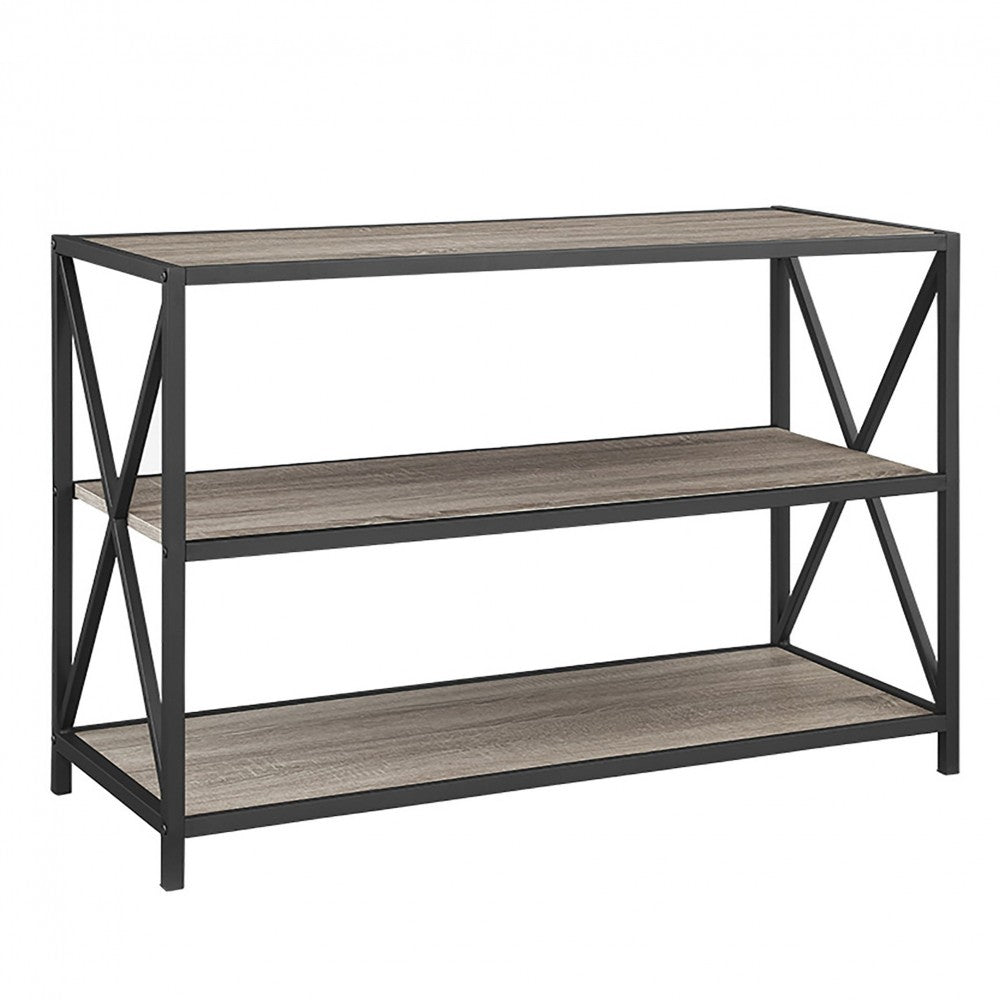 X Frame 40" Industrial Wood Bookshelf - Driftwood