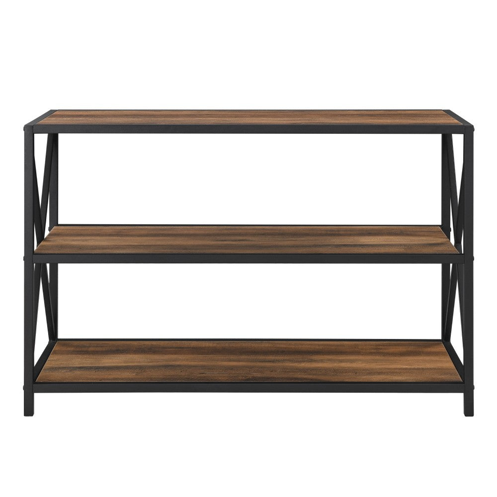X Frame 40" Industrial Wood Bookshelf - Rustic Oak