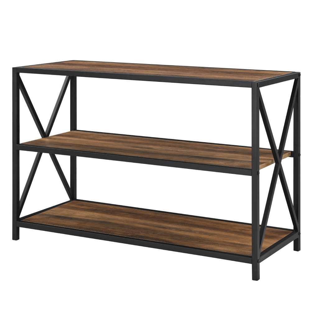 X Frame 40" Industrial Wood Bookshelf - Rustic Oak
