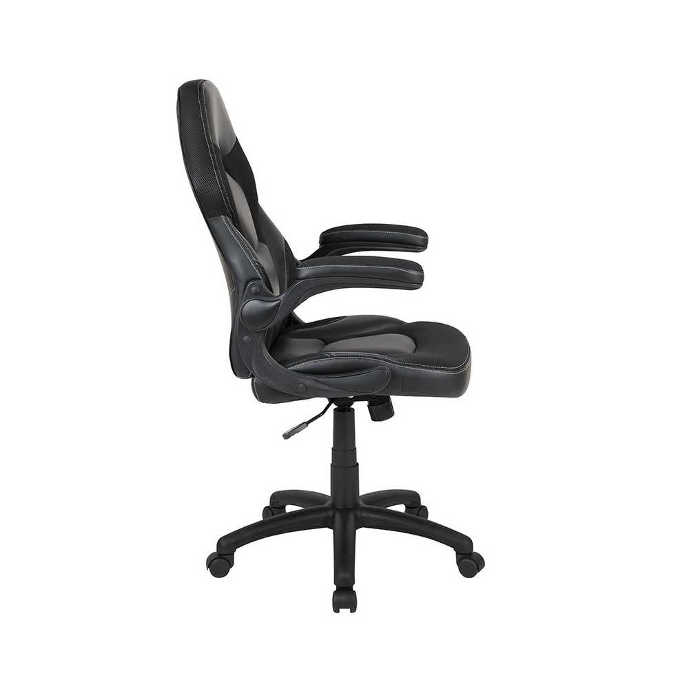 X10 Gaming Chair Racing Office Ergonomic Computer PC Adjustable Swivel Chair with Flip-up Arms, Black LeatherSoft