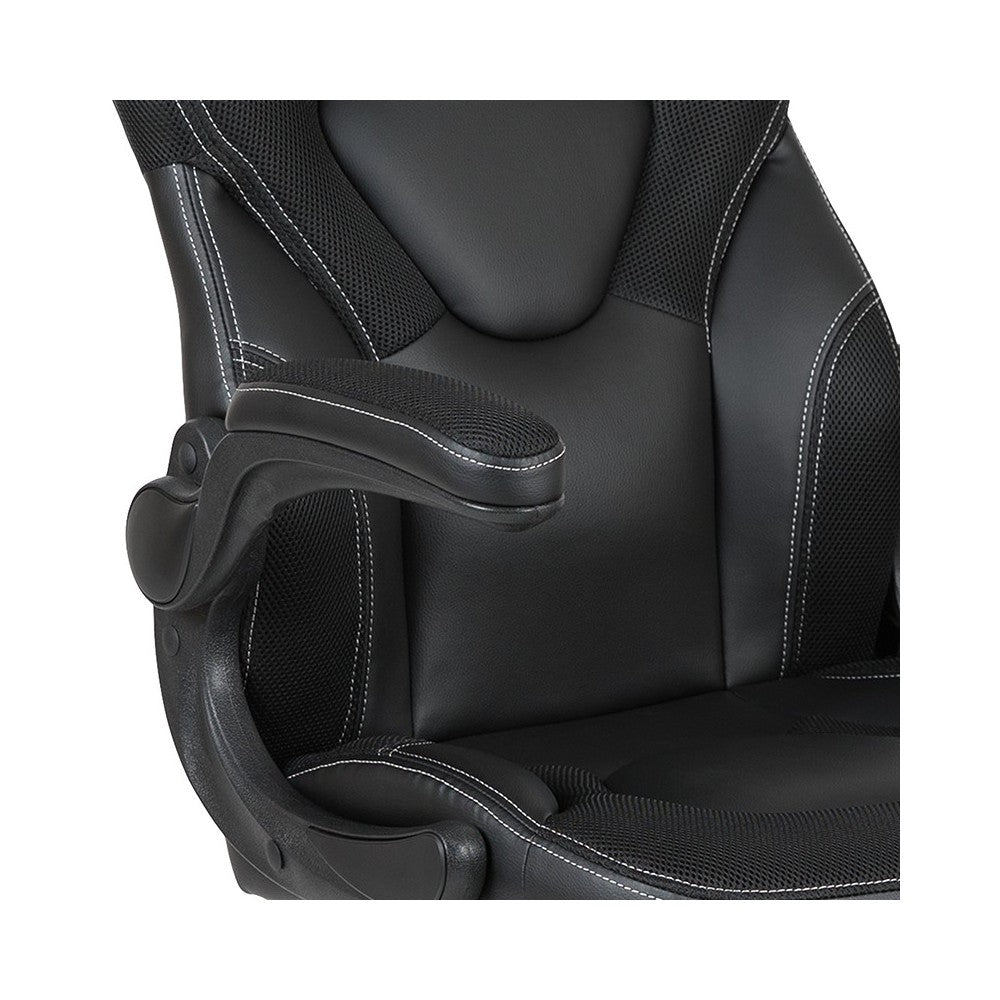 X10 Gaming Chair Racing Office Ergonomic Computer PC Adjustable Swivel Chair with Flip-up Arms, Black LeatherSoft