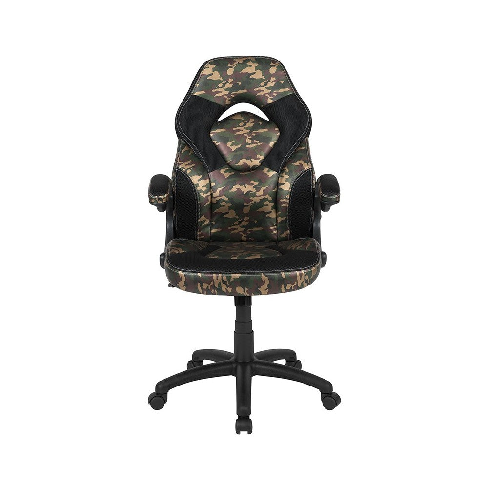 X10 Gaming Chair Racing Office Ergonomic Computer PC Adjustable Swivel Chair with Flip-up Arms, Camouflage/Black LeatherSoft