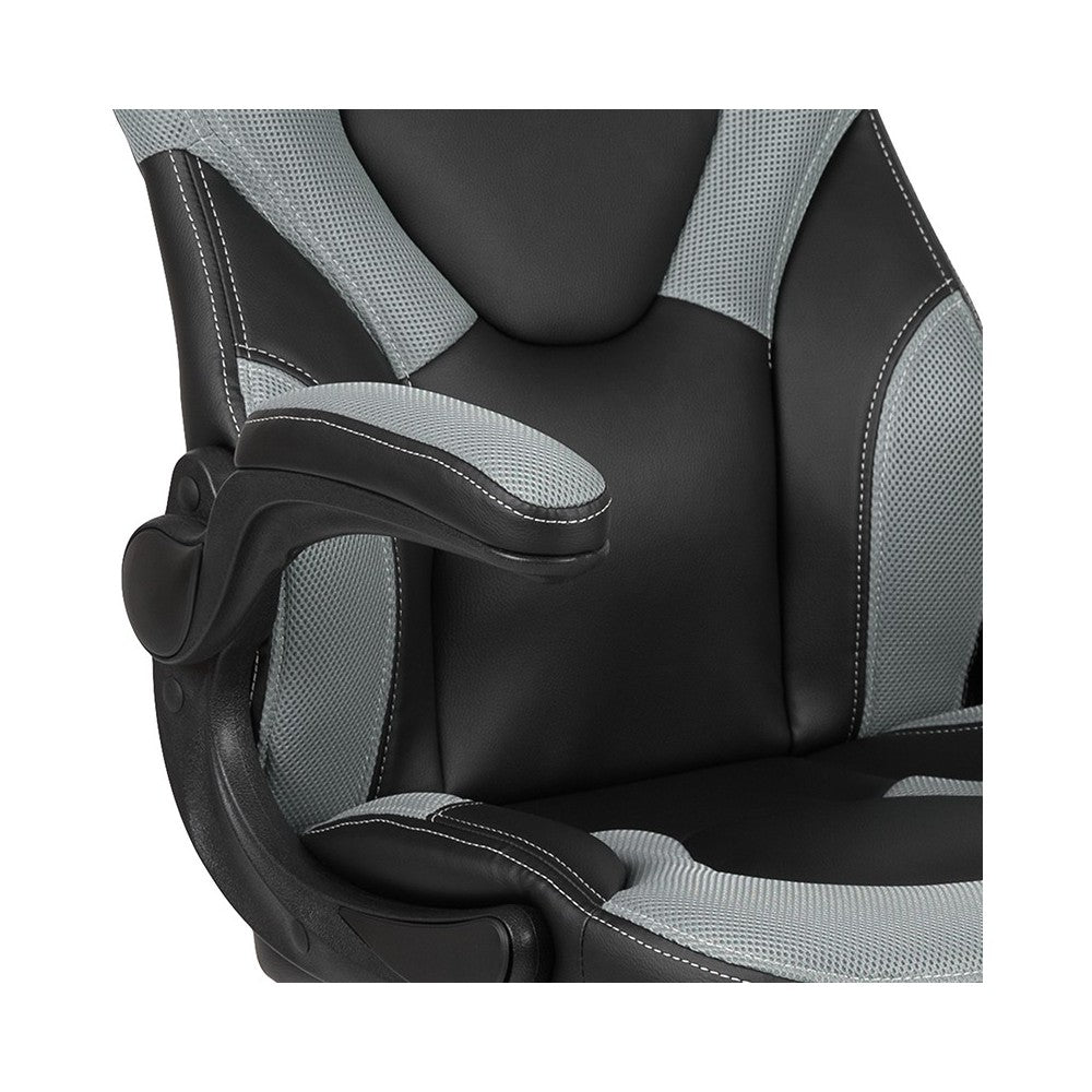 X10 Gaming Chair Racing Office Ergonomic Computer PC Adjustable Swivel Chair with Flip-up Arms, Gray/Black LeatherSoft