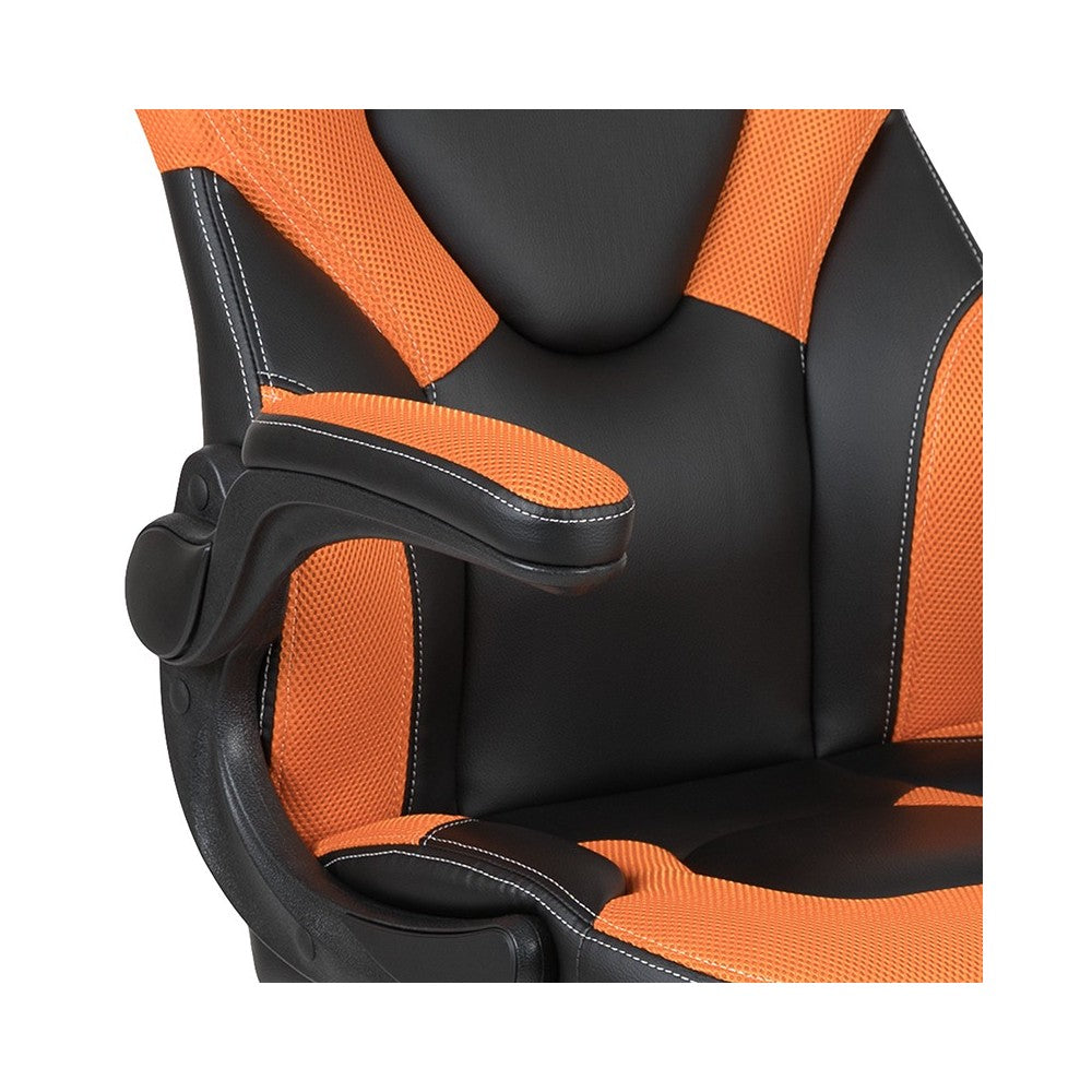 X10 Gaming Chair Racing Office Ergonomic Computer PC Adjustable Swivel Chair with Flip-up Arms, Orange/Black LeatherSoft
