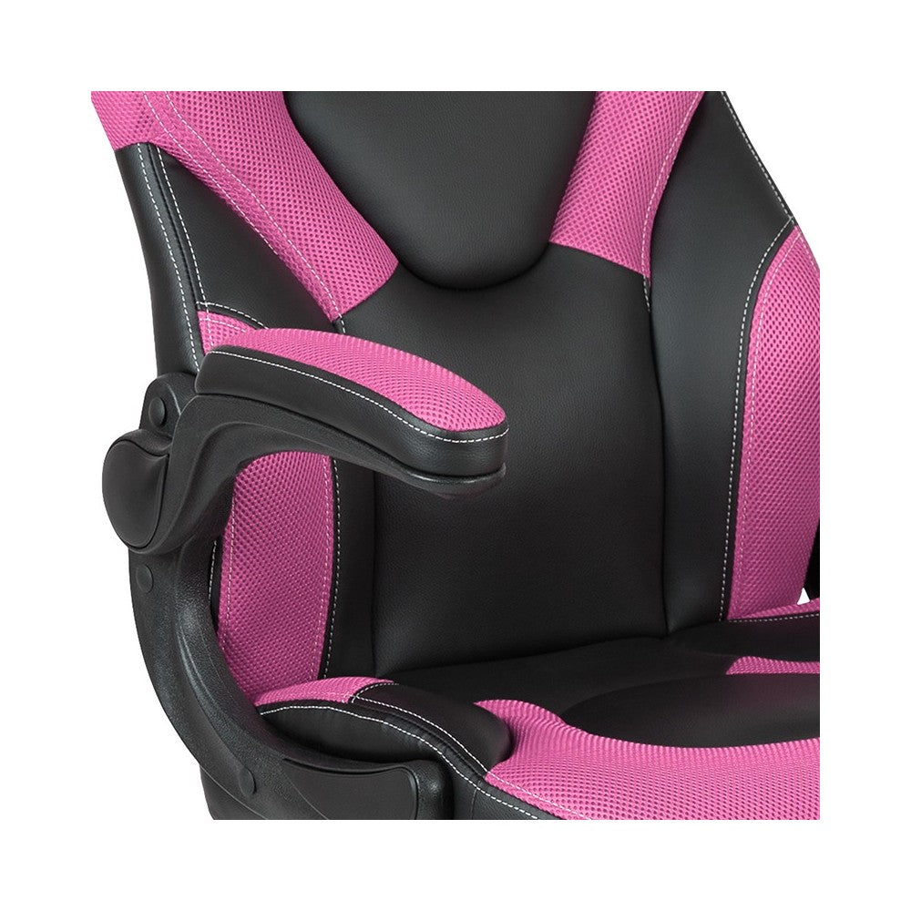 X10 Gaming Chair Racing Office Ergonomic Computer PC Adjustable Swivel Chair with Flip-up Arms, Pink/Black LeatherSoft
