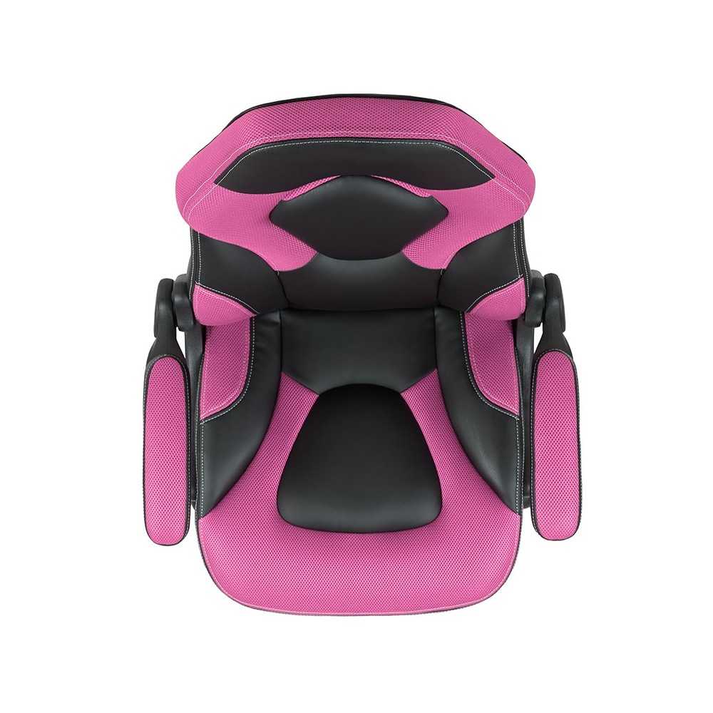X10 Gaming Chair Racing Office Ergonomic Computer PC Adjustable Swivel Chair with Flip-up Arms, Pink/Black LeatherSoft