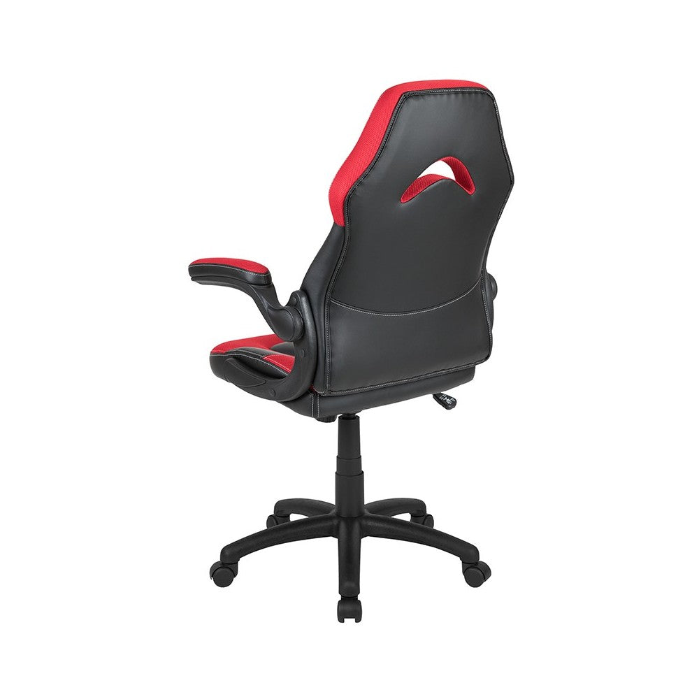 X10 Gaming Chair Racing Office Ergonomic Computer PC Adjustable Swivel Chair with Flip-up Arms, Red/Black LeatherSoft