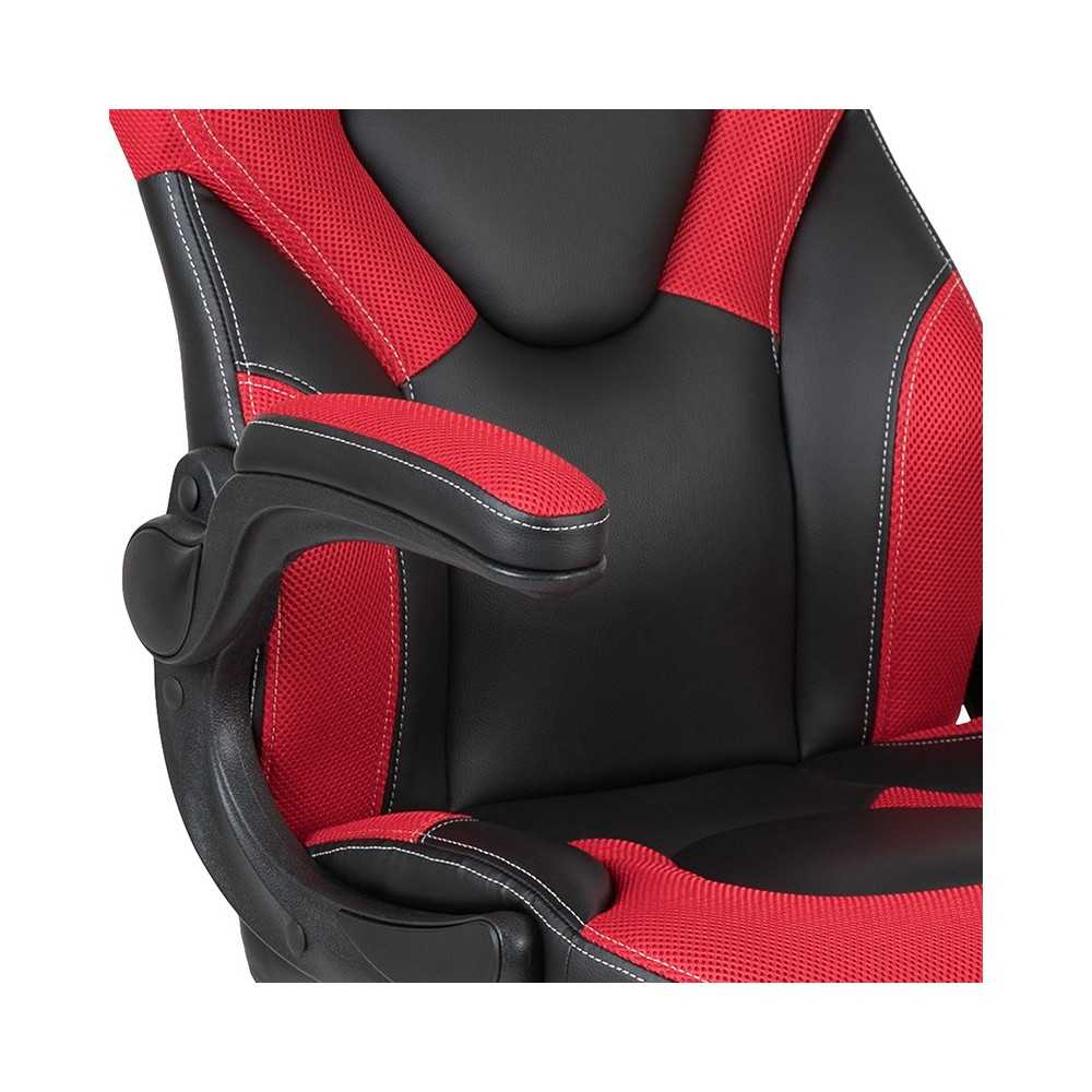 X10 Gaming Chair Racing Office Ergonomic Computer PC Adjustable Swivel Chair with Flip-up Arms, Red/Black LeatherSoft
