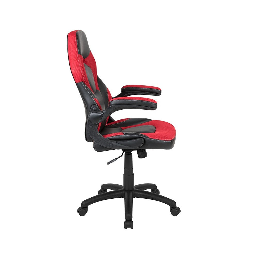 X10 Gaming Chair Racing Office Ergonomic Computer PC Adjustable Swivel Chair with Flip-up Arms, Red/Black LeatherSoft