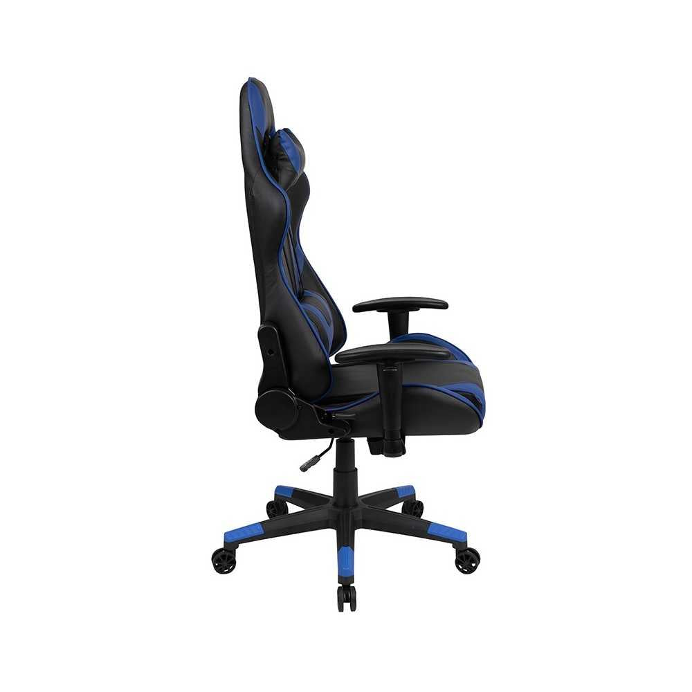 X20 Gaming Chair Racing Office Ergonomic Computer PC Adjustable Swivel Chair with Reclining Back in Blue LeatherSoft